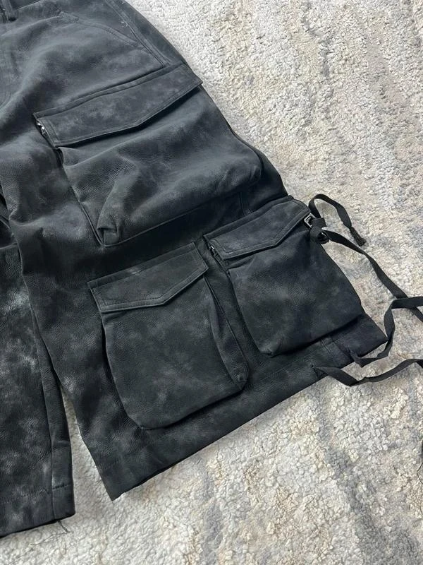 Vintage zwarte cargo leren jorts maat XS – photo 5